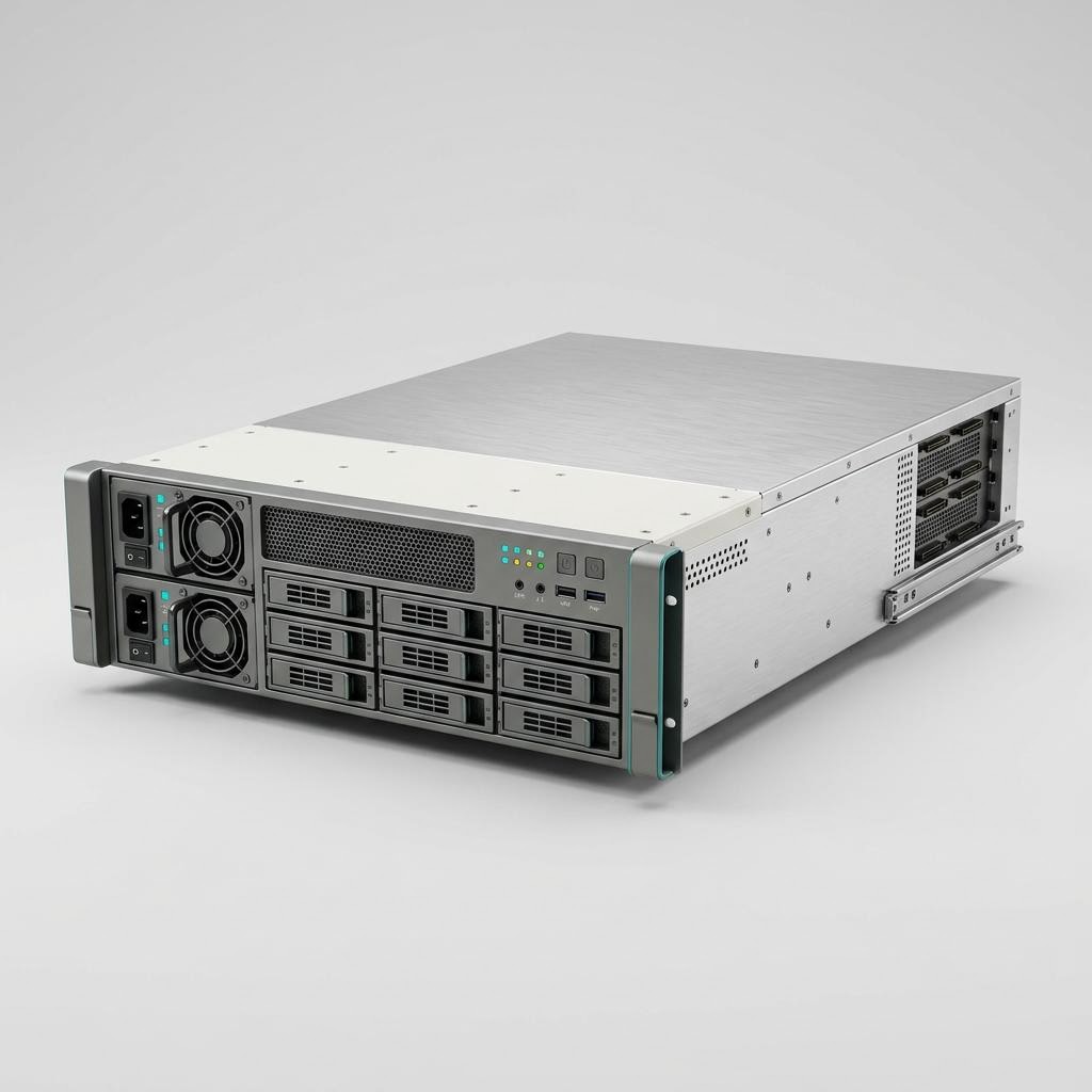 Illustrative product render of 8-GPU Inference Server (4U/5U)