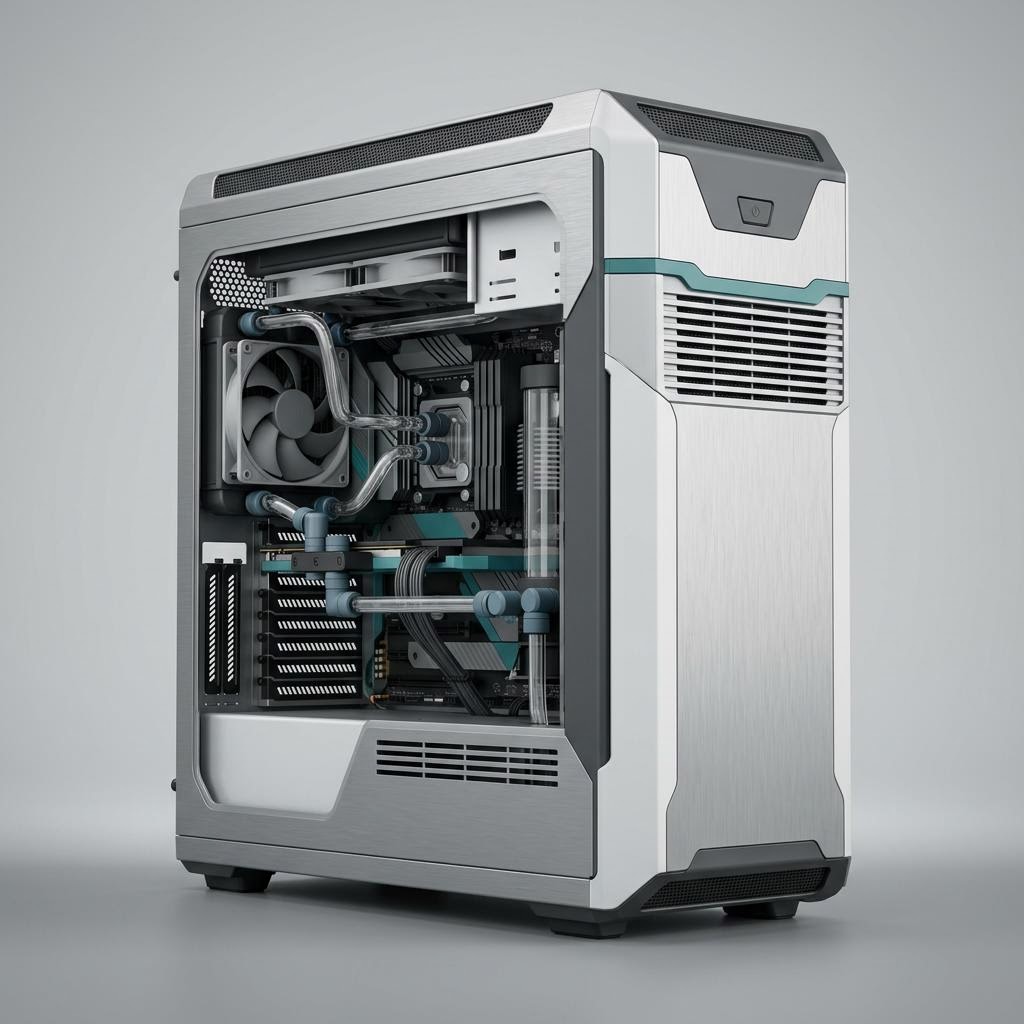 Illustrative product render of Liquid-Cooled Silent Workstation