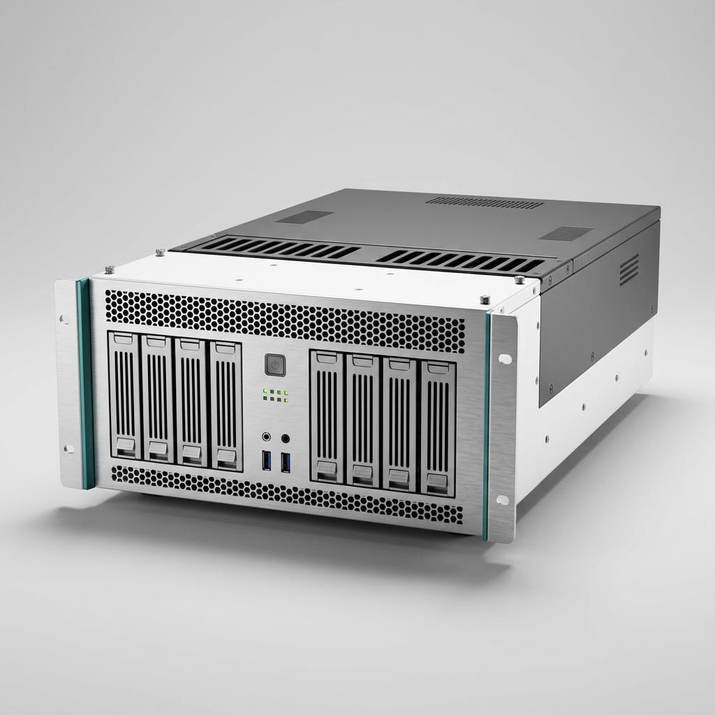 Illustrative product render of Rack-Mount 8-GPU Workstation (4U)