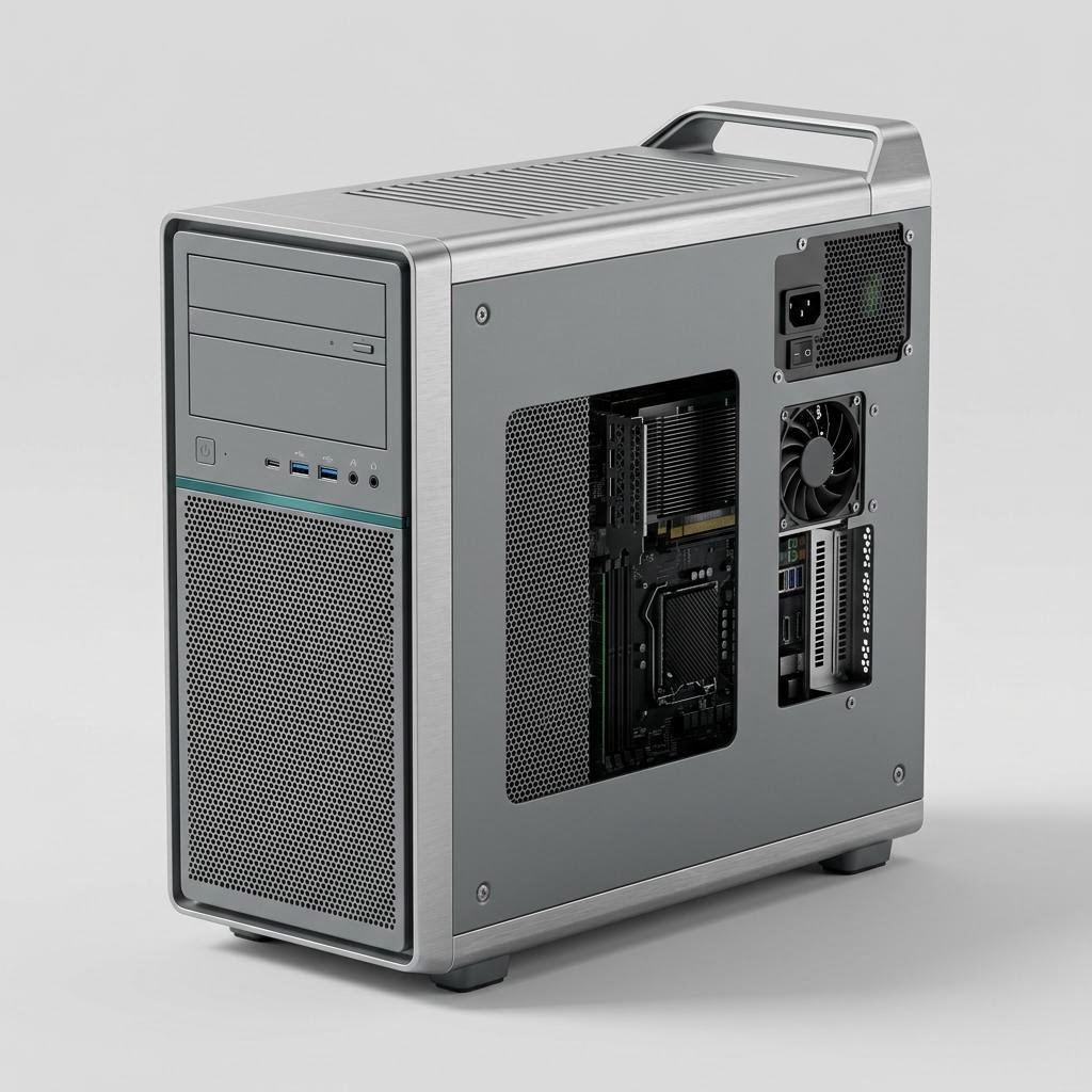Illustrative product render of Single-Socket GPU Workstation (tower)