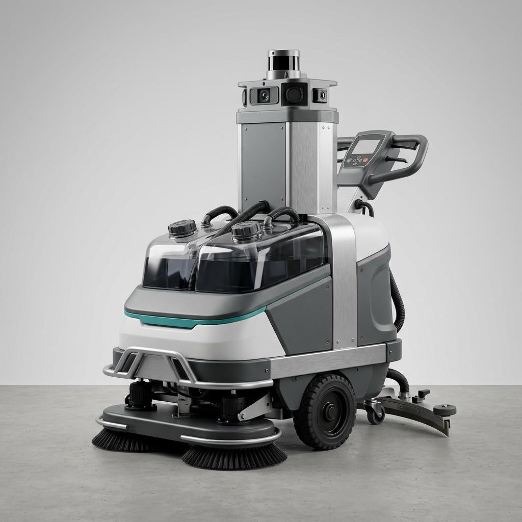 Illustrative product render of Autonomous Industrial Floor Scrubber