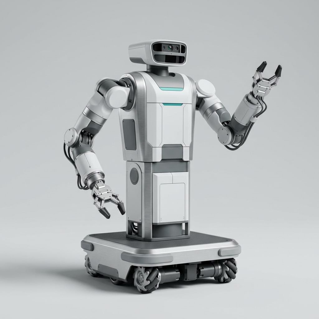 Illustrative product render of Dual-Arm Mobile Humanoid