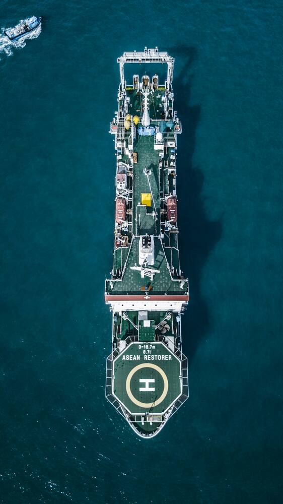 Industrial vessel seen from above